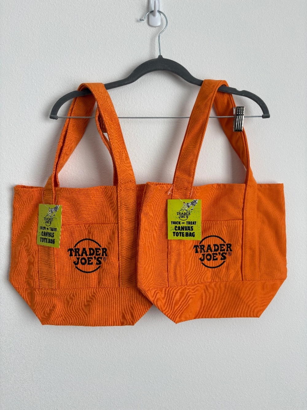 (Set of 2 NWT) Trader Joe's Orange Trick-or-Treat Canvas Tote Bags